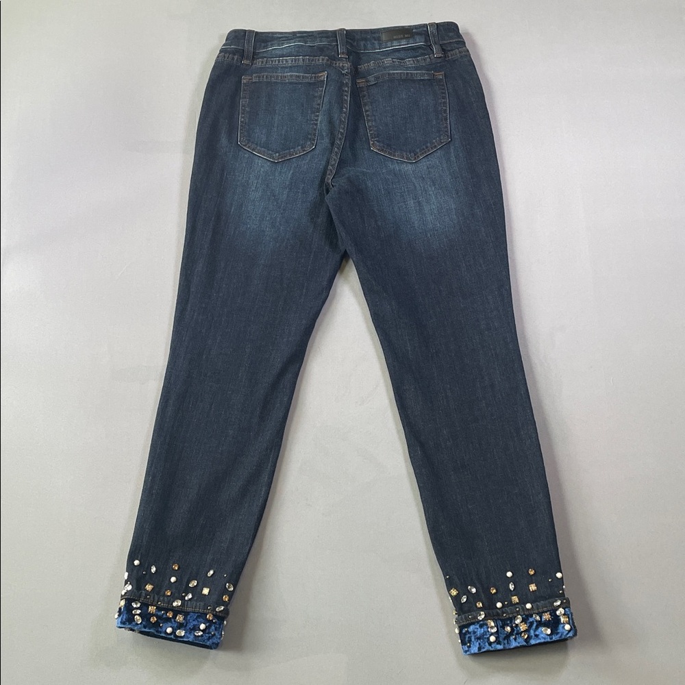 Miss Me Dark Wash High Waist Rhinestone Embellished Stretch Ankle Jeans | 30 - Picture 3 of 12